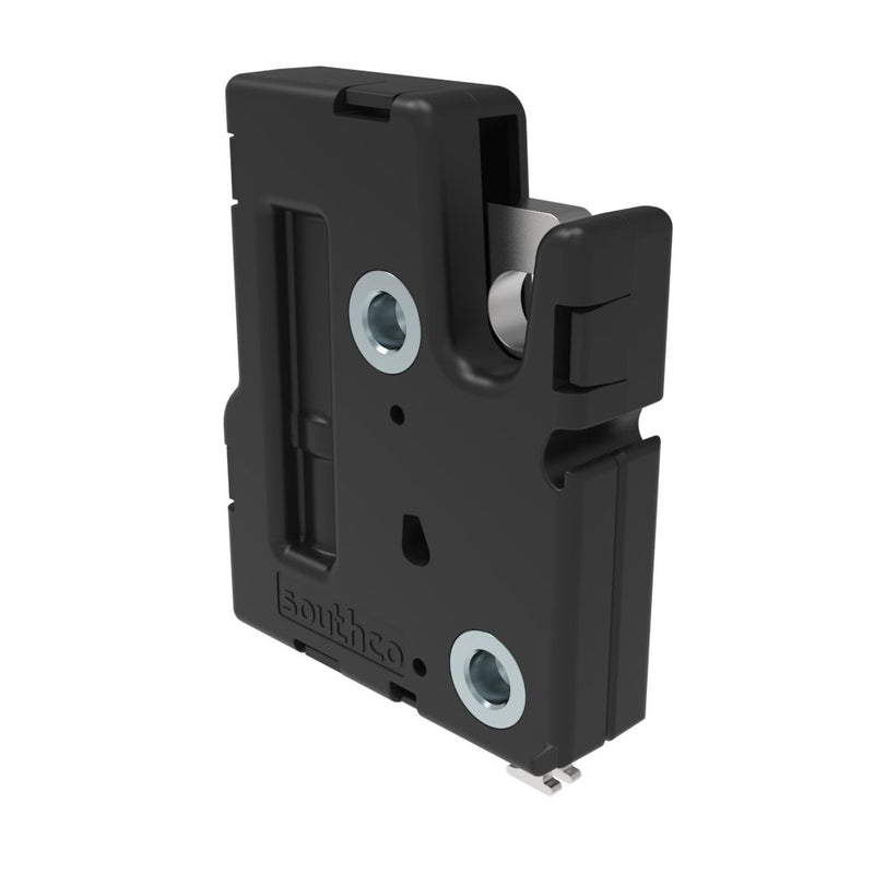 SOUTHCO Electronic Rotary Push-to-Close Latch, Delayed Relock, With Door and Latch Status Switch, No Connector, 1/4-20 Thread, PC/ABS Plastic Housing, Bulk Packaged [R4-EM-9P1-150-1]