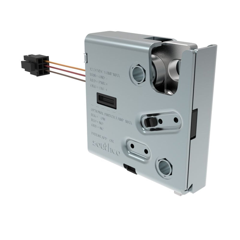 SOUTHCO Electronic Rotary Push-to-Close Latch, Delayed Relock, Rear Trigger, Without Latch Status Microswitch, Non-sealed Connector, Thru Hole, Stainless Steel Housing, Passivated [R4-EM-R732-131-B]