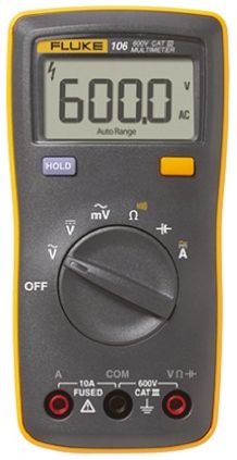 Fluke 106 Handheld Digital Multimeter, 10A ac Max, 10A dc Max, 600V ac Max [Fluke-106]; 790-4101