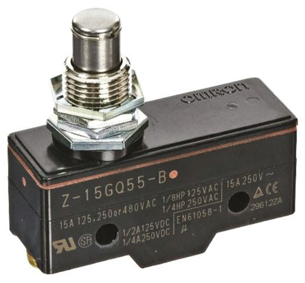 Omron Plunger Limit Switch, NO/NC, IP00, SPDT, Thermosetting Resin Housing, 500V ac Max, 15A Max [Z-15GQ55-B]; 794-9104