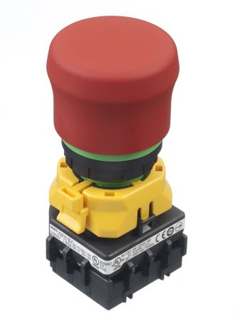 Idec XW1E Series Emergency Stop Push Button, Panel Mount, 22mm Cutout, 4PST, IP65 [XW1E-BV4TG04MFR]; 833-7060