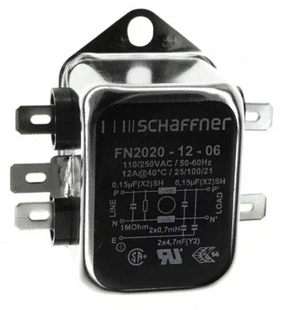 Schaffner, FN2020 12A 250 V ac 0 → 400Hz, Chassis Mount RFI Filter, Tab, Single Phase [FN2020-12-06]; 881-7317