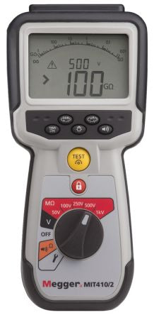 Megger MIT410 2 Insulation Tester, 10V Min, 1000V Max, 200GΩ Max, CAT IV [1006-735]; 921-4510