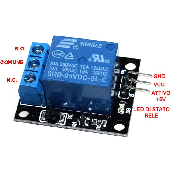 1 relay module 5 Vdc 10A (assembled)