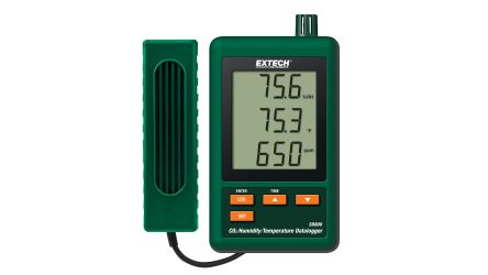 Extech SD800 Air Quality Monitor for CO, CO2, Humidity, Temperature, 50°C Max, 90%RH Max, AC Adapter-Powered [SD800]; 100-045