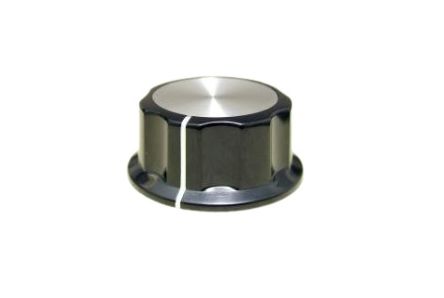 RS PRO 45mm Black Potentiometer Knob for 6.4mm Shaft Splined [0]; 100-128