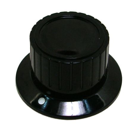 RS PRO 28mm Black Potentiometer Knob for 6.4mm Shaft Splined [0]; 100-130