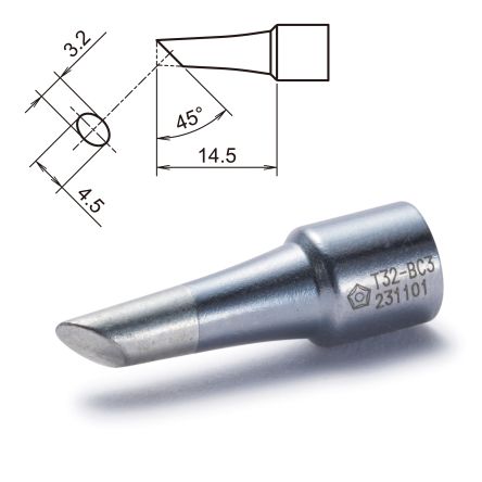Hakko T32-BC3 3.2 mm Bevel Soldering Iron Tip for use with FX-8806 [T32-BC3]; 100-166