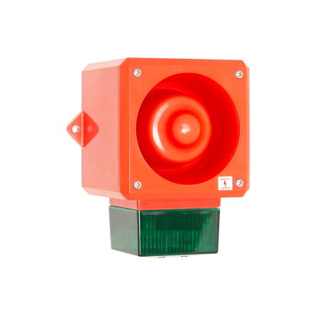 Clifford & Snell YL50 Series Green Sounder Beacon, 115 V ac, IP66, Wall Mount, 112dB at 1 Metre [YL50/LL/G/RF/WR]; 100-974
