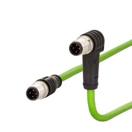 Metz-Connect30064245, 1m Cat5e, Green M12 to Male M12 Male, Shielded, Unterminated Polyurethane Sheath [30064245]; 101-001