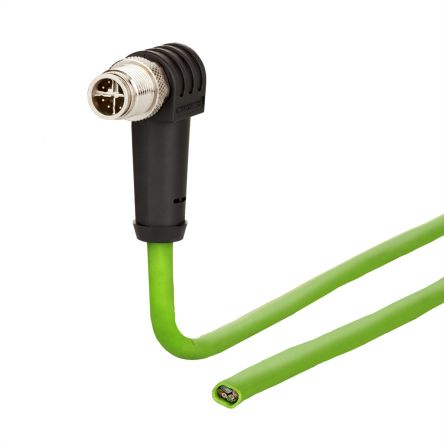 Metz-Connect30064271, 1m Cat6a, Green M12 to Male, Shielded, Unterminated Polyurethane Sheath [30064271]; 101-003