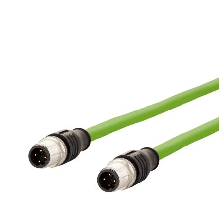 Metz-Connect30064244, 5m Cat5e, Green M12 to Male M12 Male, Shielded, Unterminated Polyurethane Sheath [30064244]; 101-006