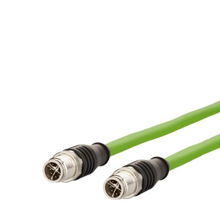 Metz-Connect30064254, 1m Cat6a, Green M12 to Male M12 Male, Shielded, Unterminated Polyurethane Sheath [30064254]; 101-013