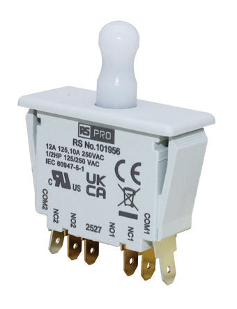 RS PRO Door Interlock Micro Switch, Plunger, DPDT 12A IP40, -37 → 85°C [0]; 101-956