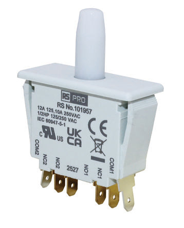 RS PRO Door Interlock Micro Switch, Plunger, DPDT 12A IP40, -37 → 85°C [0]; 101-957