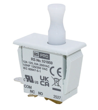 RS PRO Door Interlock Micro Switch, Plunger, SPDT 12A IP40, -37 → 85°C [0]; 101-959