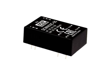 MEAN WELL SCW DC-DC Converter, 5V dc/ 600mA Output, 18 → 36 V dc Input, 3W, PCB Mount, +100°C Max Temp -40°C Min [SCWN03B-05]; 102-381