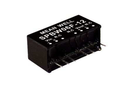 MEAN WELL SPB DC-DC Converter, 12V dc/ 500mA Output, 9 to 36 V dc Input, 6W, PCB Mount, +85°C Max Temp -40°C Min Temp [SPBW06F-12]; 102-384