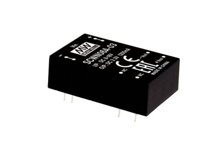 MEAN WELL SCW DC-DC Converter, 5V dc/ 1A Output, 18 to 36 V dc Input, 6W, PCB Mount, +85°C Max Temp -40°C Min Temp [SCWN06B-05]; 102-385