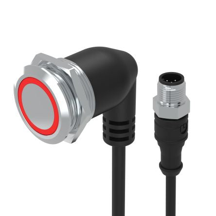 EAO 82 Series Illuminated Push Button Switch, Momentary, Panel Mount, 22mm Cutout, 1CO, Red LED, 35V, IP65, IP67 [82-665A.2114]; 102-393