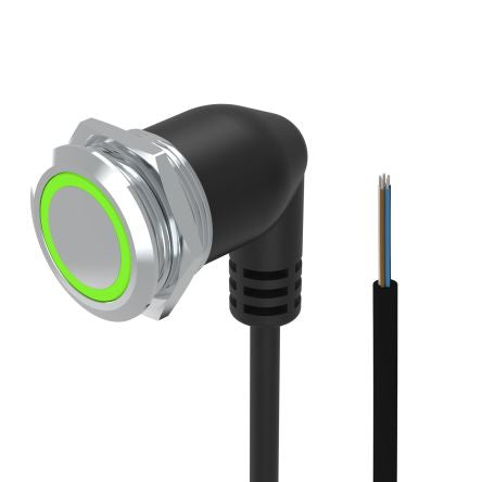 EAO 82 Series Illuminated Push Button Switch, Momentary, Panel Mount, 22mm Cutout, 1CO, Green LED, 35V, IP65, IP67 [82-665G.2134]; 102-410