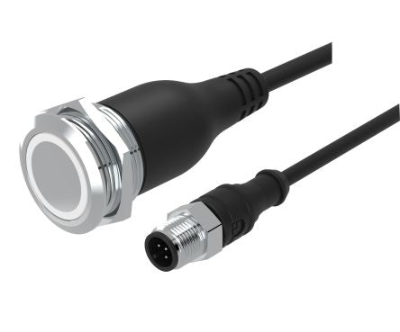 EAO 82 Series Illuminated Push Button Switch, Momentary, Panel Mount, 22mm Cutout, 1CO, White LED, 35V, IP65, IP67 [82-6655.2154]; 102-433