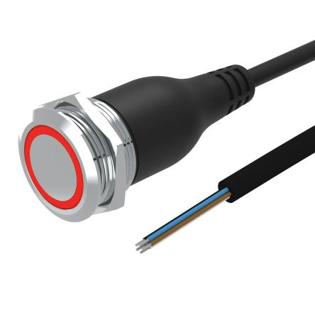 EAO 82 Series Illuminated Push Button Switch, Momentary, Panel Mount, 22mm Cutout, 1CO, Blue LED, 35V, IP65, IP67 [82-665C.1124]; 102-437