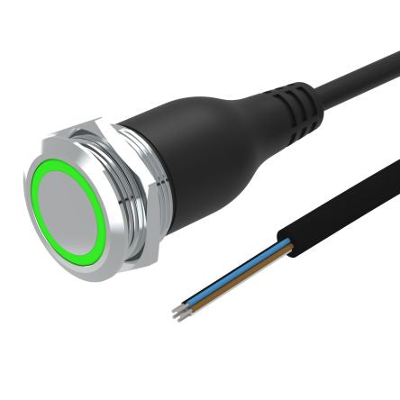 EAO 82 Series Illuminated Push Button Switch, Momentary, Panel Mount, 22mm Cutout, 1CO, White LED, 35V, IP65, IP67 [82-665C.1154]; 102-439