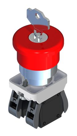 RS PRO Turn Key to Release Emergency Stop Push Button, Panel Mount, 22.5mm Cutout, 1 NC + 1 NO, IP65 [0]; 102-716