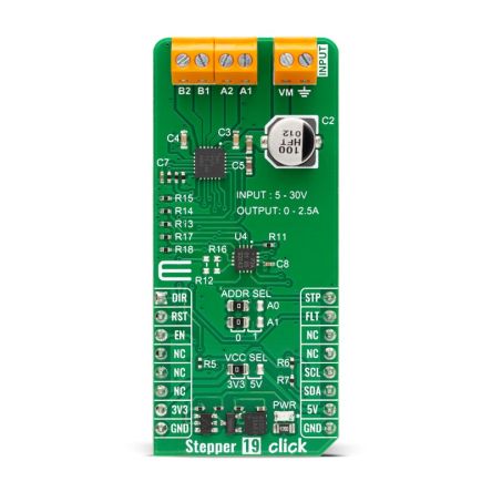 MikroElektronika Add-On Board Stepper Motor Driver for DRV8424 for MikroBUS Socket [MIKROE-6034]; 102-817