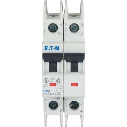 Eaton xEffect xE?ect - FAZ-NA-DC MCB MCB, 2P, 3A Curve C, 500V DC, 10 kA Breaking Capacity [137250 FAZ-C3/2-NA-DC]; 103-793