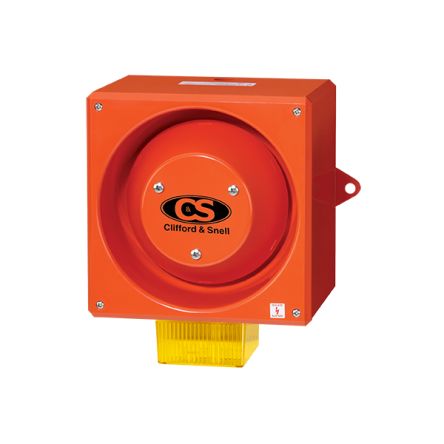 Clifford & Snell YL80 Series Yellow Sounder Beacon, 230 V ac, IP66, Wall Mount, 116dB at 1 Metre [YL80/NL/Y/RF/WR]; 104-000