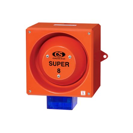 Clifford & Snell YL80 Super Series Blue Sounder Beacon, 48 V dc, IP66, Wall Mount, 120dB at 1 Metre [YL80/FL/B/RF/SU/WR]; 104-019