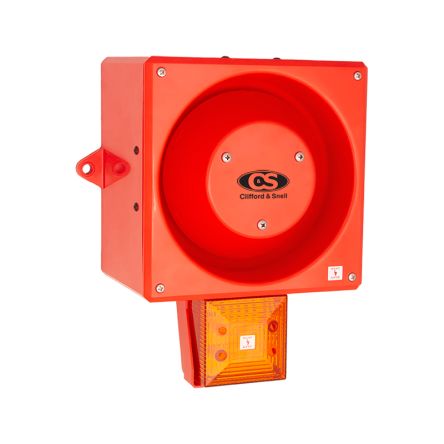 Clifford & Snell YL80 Hi Vis Series Amber Sounder Beacon, 24 V dc, IP66, Wall Mount, 116dB at 1 Metre [YL80/DL/A/RF/HV/WR]; 104-031