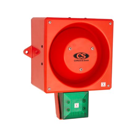 Clifford & Snell YL80 Super Hi Vis Series Green Sounder Beacon, 24 V dc, IP66, Wall Mount, 116dB at 1 Metre [YL80/DL/G/RF/HV/WR]; 104-034