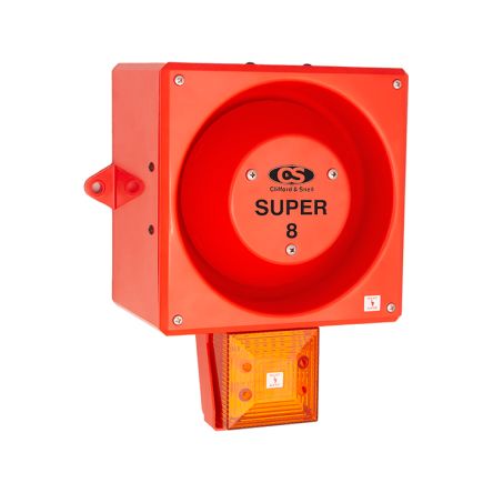 Clifford & Snell YL80 Super Hi Vis Series Amber Sounder Beacon, 24 V dc, IP66, Wall Mount, 120dB at 1 Metre [YL80/DL/A/RF/HV/SU/WR]; 104-043