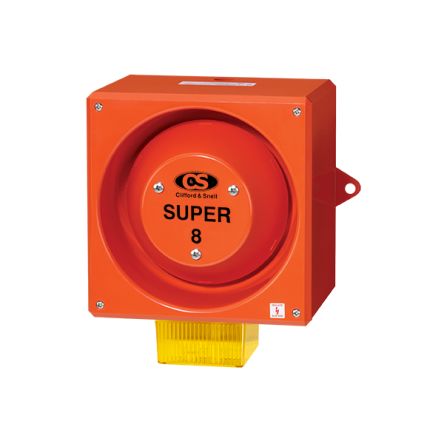 Clifford & Snell YL80 Super Series Yellow Sounder Beacon, 115 V ac, IP66, Wall Mount, 120dB at 1 Metre [YL80/LL/Y/RF/SU/WR]; 104-151