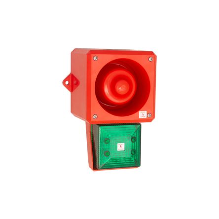 Clifford & Snell YL50 Hi Vis Series Green Sounder Beacon, 24 V dc, IP66, Wall Mount, 112dB at 1 Metre [YL50/DL/G/25/RF/HV/WR]; 104-168