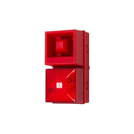 Clifford & Snell YL40 Series Red Sounder Beacon, 24 V dc, IP65, Wall Mount, 108dB at 1 Metre [YL40/DL/R/25/RN/WR]; 104-232