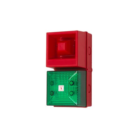 Clifford & Snell YL40 Series Green Sounder Beacon, 24 V dc, IP65, Wall Mount, 108dB at 1 Metre [YL40/DL/G/25/RN/WR(2)]; 104-243
