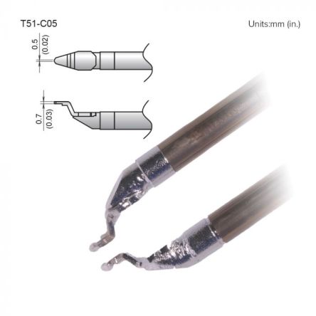 Hakko FX-9705 0.5 mm, 0.7 mm Bevel Soldering Iron Tip for use with FX-9705 [T51-C05]; 106-200