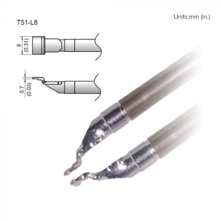Hakko FX-9705 0.7 mm, 8 mm Soldering Iron Tip for use with FX-9705 [T51-L8]; 106-207