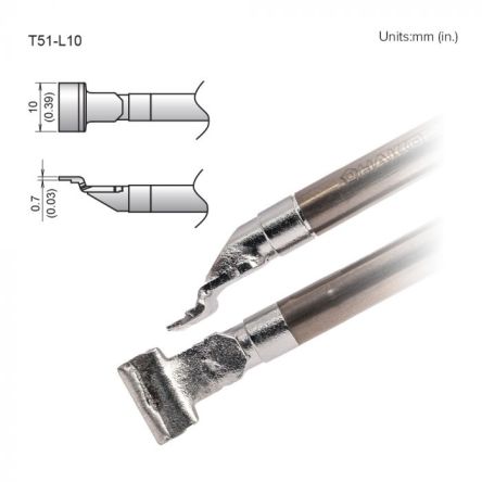 Hakko FX-9705 0.7 mm, 10 mm Soldering Iron Tip for use with FX-9705 [T51-L10]; 106-208