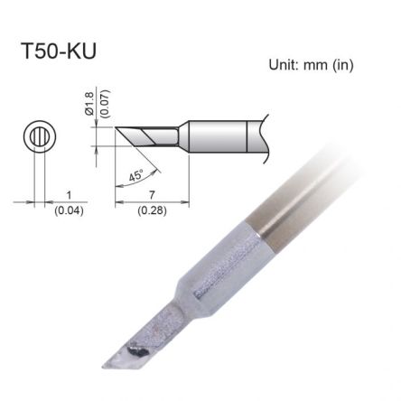 Hakko FX9703 1.8 x 7 mm Knife Soldering Iron Tip for use with FX9703 [T50-KU]; 106-245