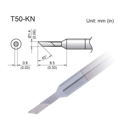Hakko FX9703 1.4 x 8.5 mm Knife Soldering Iron Tip for use with FX9703 [T50-KN]; 106-247