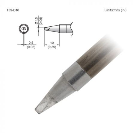 Hakko FX-9701/9702 1.6 mm Chisel Soldering Iron Tip for use with FX-9701, FX-9702 [T39-D16]; 106-266