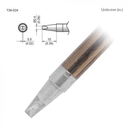 Hakko FX-9701/9702 2.4 mm Chisel Soldering Iron Tip for use with FX-9701, FX-9702 [T39-D24]; 106-267