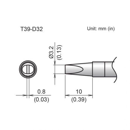 Hakko FX-9701/9702 3.2 mm Chisel Soldering Iron Tip for use with FX-9701, FX-9702 [T39-D32]; 106-269