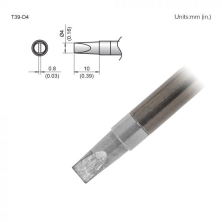 Hakko FX-9701/9702 4 x 10 mm Chisel Soldering Iron Tip for use with FX-9701, FX-9702 [T39-D4]; 106-270