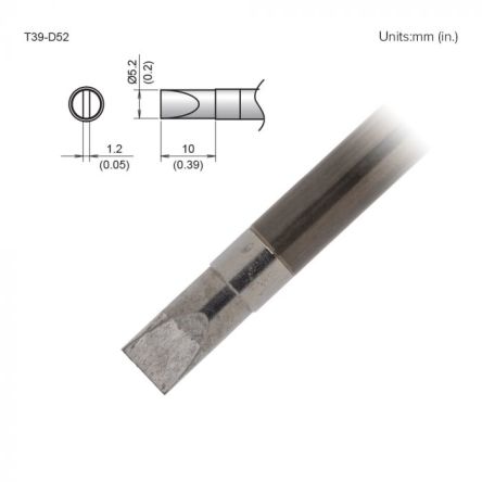 Hakko FX-9701/9702 5.2 x 10 mm Chisel Soldering Iron Tip for use with FX-9701, FX-9702 [T39-D52]; 106-272